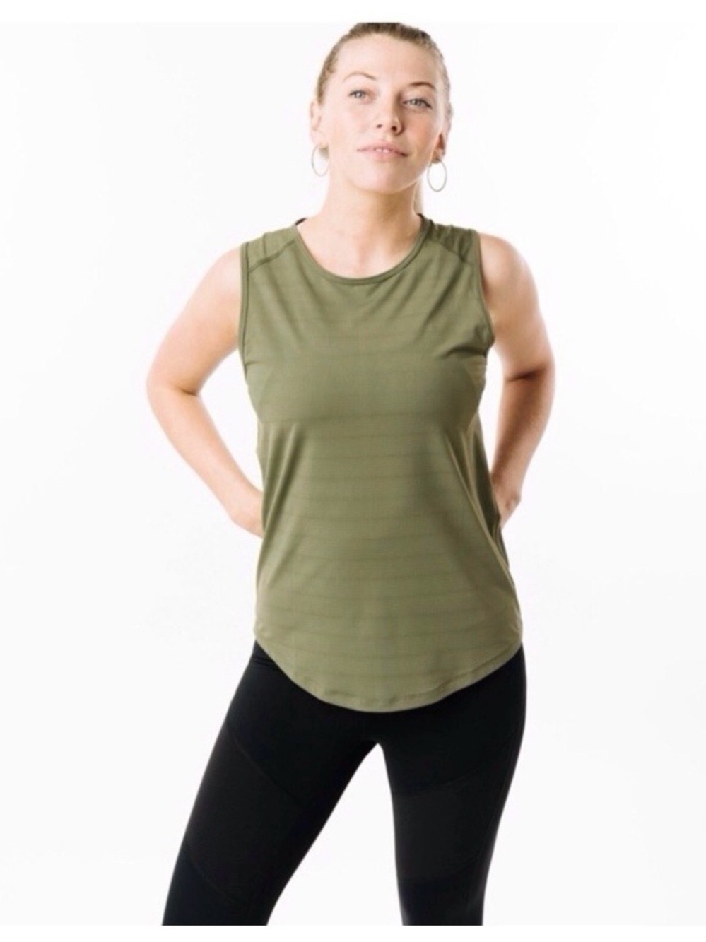 ZYIA Olive Horizon Muscle Tank Top